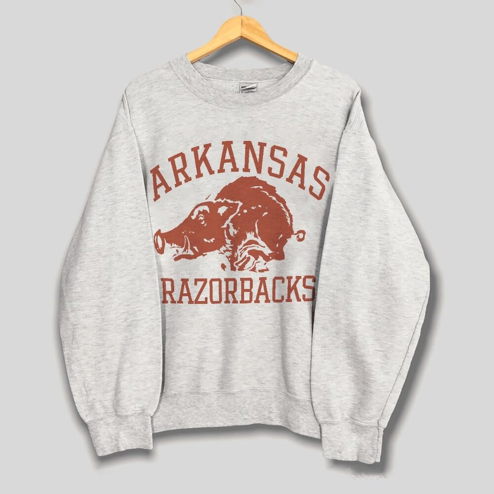 Vintage University Of Arkansas Razorbacks Football Sweatshirt, NCAA Shirt Tee